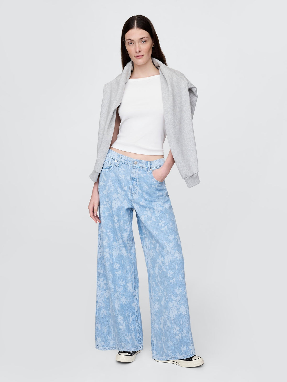 Açık Mavi Mid Rise Ultrasoft Baggy Jean Pantolon