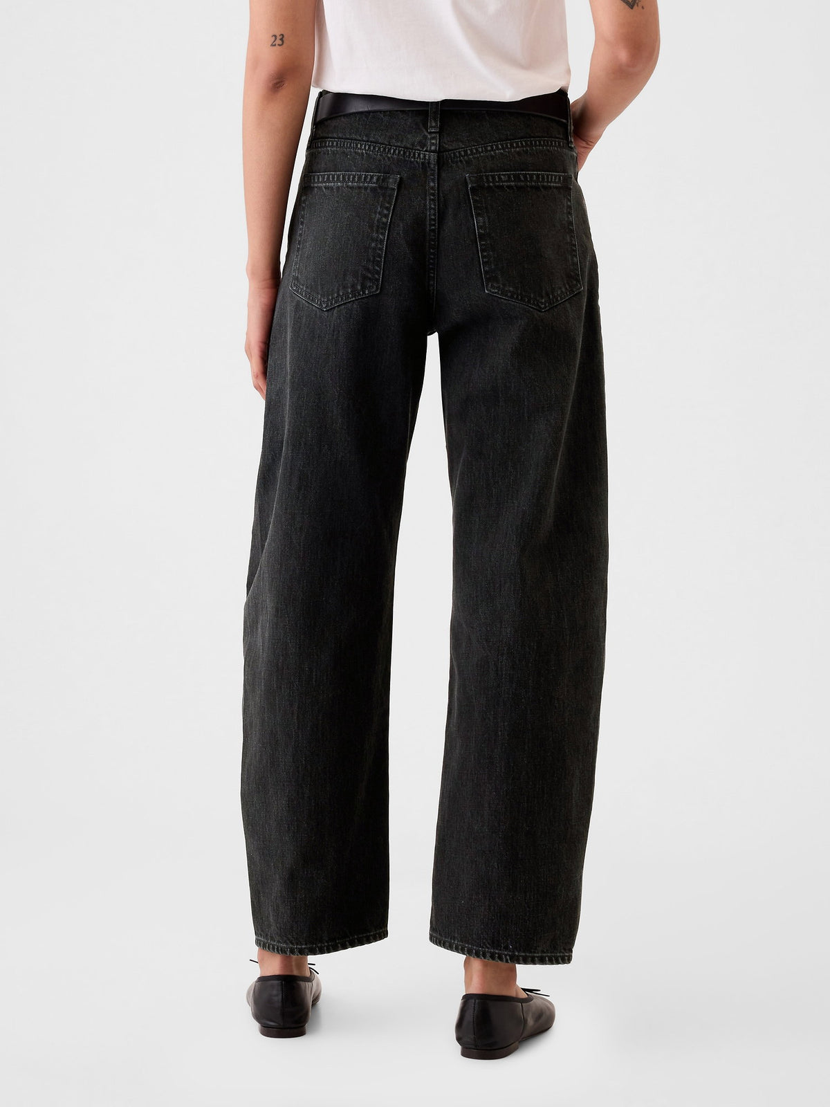 Siyah High Rise Barrel Jean Pantolon