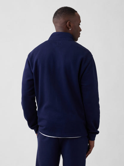 Lacivert Relaxed Gap Grafik Yarım Fermuarlı Sweatshirt