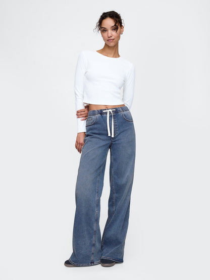 Lacivert Mid Rise Easy Baggy Jean Pantolon