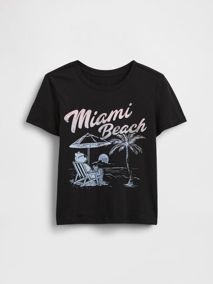 Siyah Grafik Baskılı T-shirt