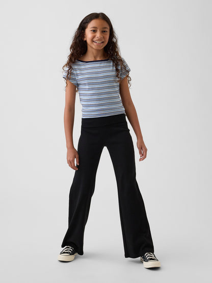 Siyah Foldover Flare Leggings Tayt