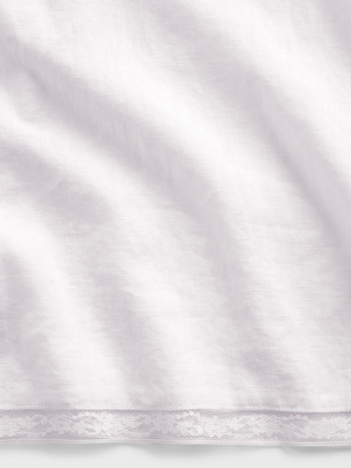 Beyaz Keten Karışımlı Dantel Kenar Pijama Altı