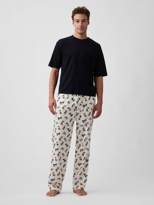 Kırık Beyaz Peanuts Relaxed Baskılı Flannel Pijama Altı