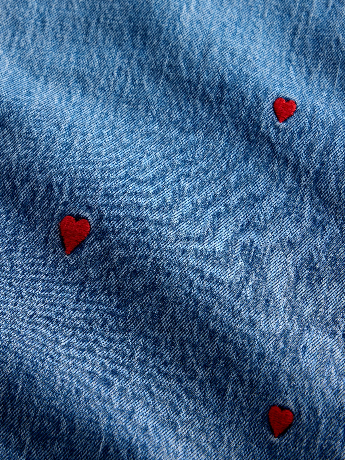 Mavi Mid Rise Işlemeli Relaxed Straight Jean Pantolon