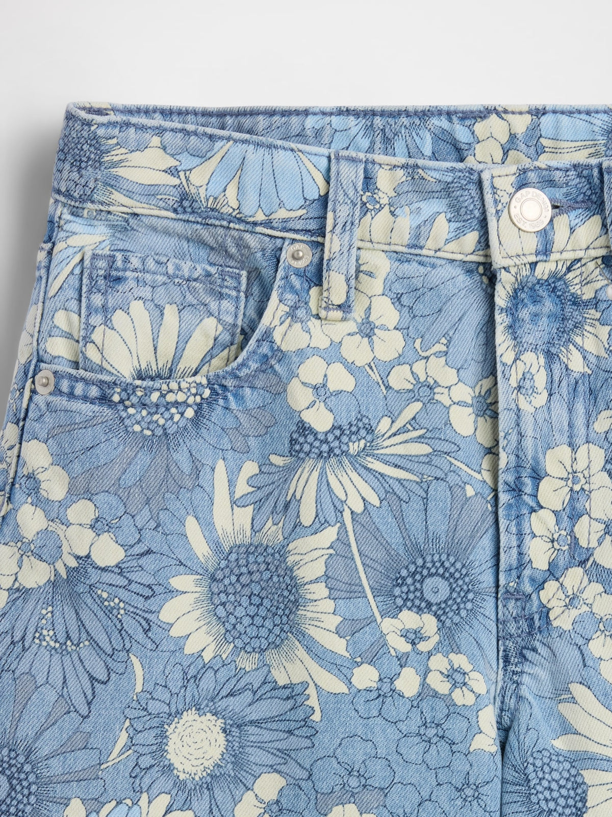 Mavi Low Rise Çiçekli Baggy Jean Pantolon