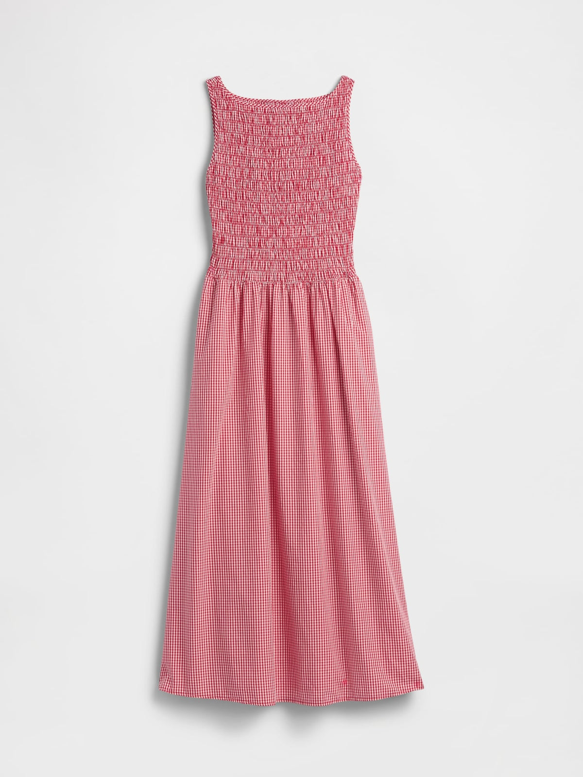 Beyaz Smocked Boatneck Maxi Elbise