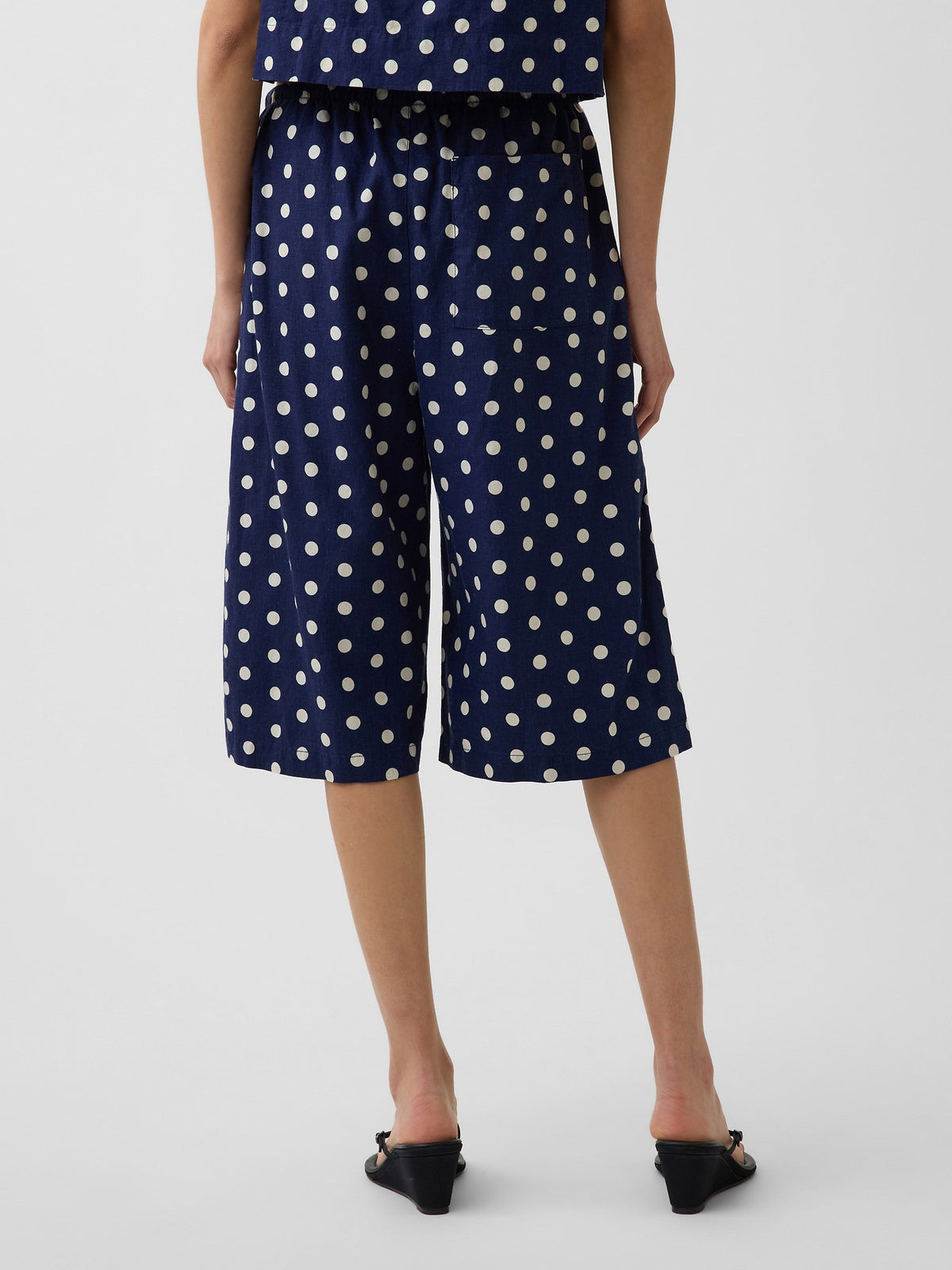 Lacivert Keten Karışımlı Relaxed Easy Culotte Pantolon