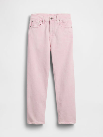 Açık Pembe High Rise '90s Slim Straight Crop Jean Pantolon
