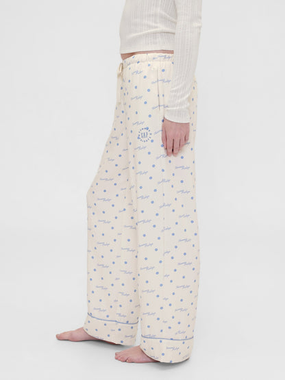 Kırık Beyaz Gap × Summer Fridays Relaxed Flannel Dotted Pijama Altı