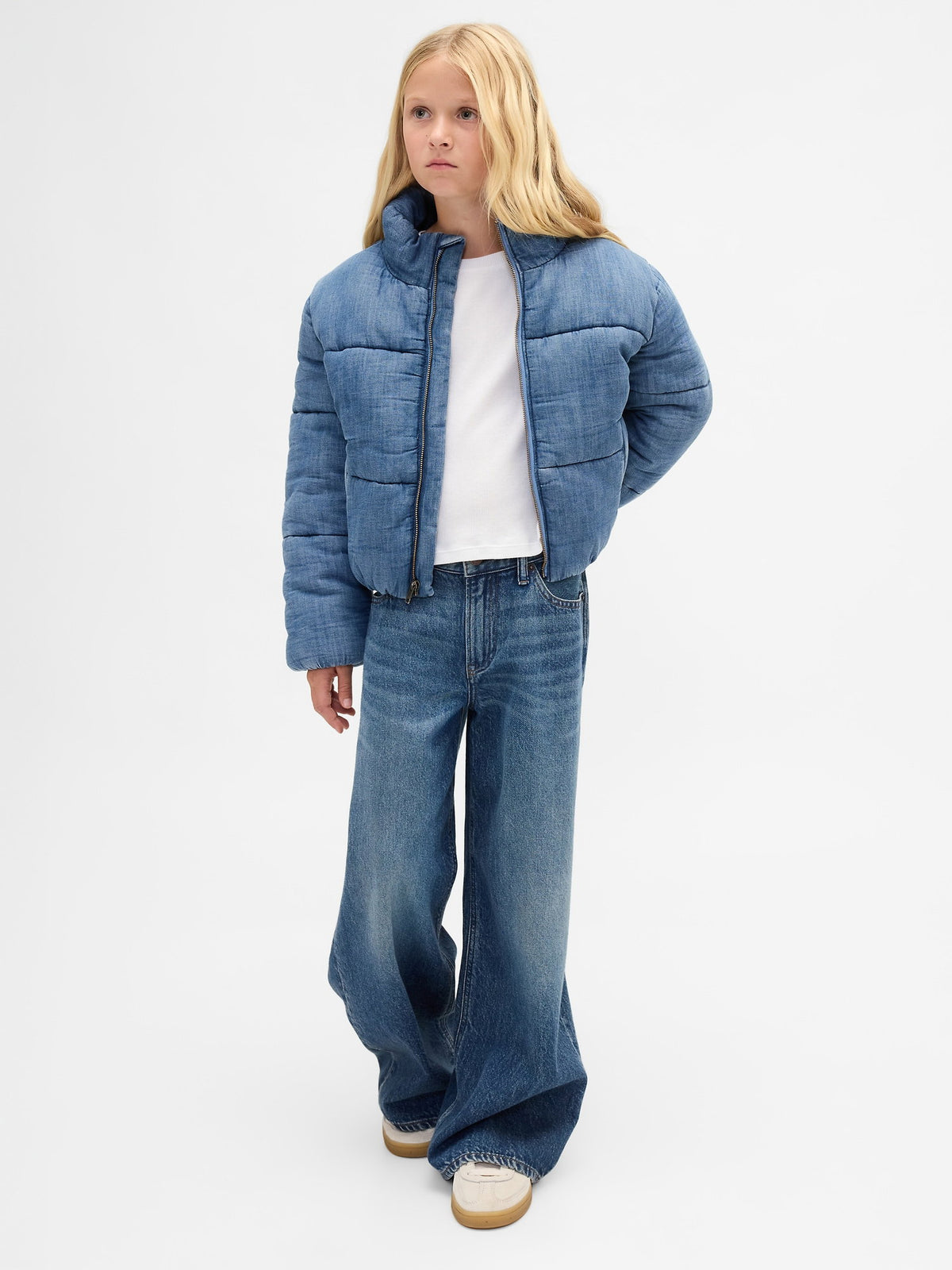 Mavi Cozy-lined Denim Şişme Puffer Mont