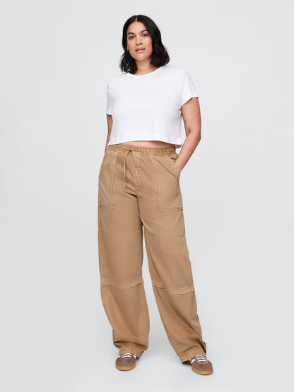Kahverengi Mid Rise Easy Utility Barrel Pantolon