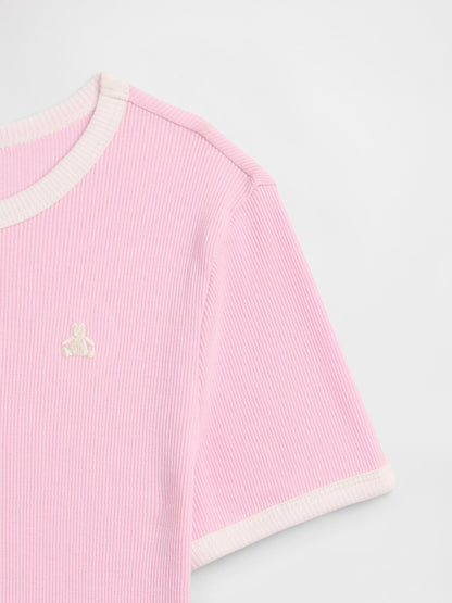Açık Pembe Fitilli Brannan Bear Ringer T-shirt