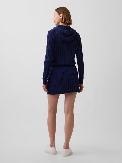 Kırmızı 100% Pamuk Cable-knit Mini Şort