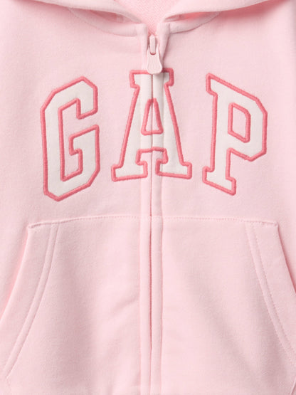 Pembe Gap Logo Fermuarlı Kapüşonlu Sweatshirt