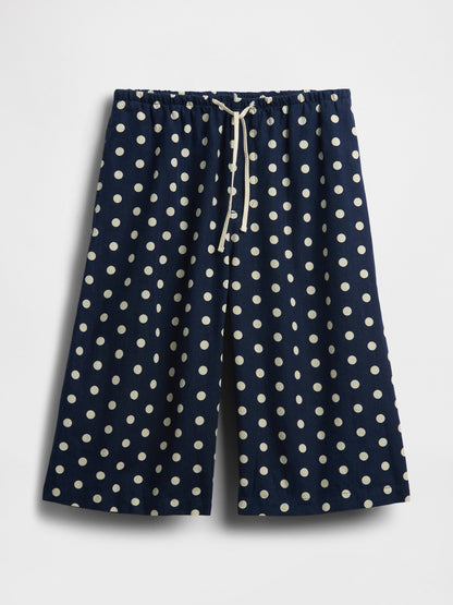 Lacivert Keten Karışımlı Relaxed Easy Culotte Pantolon