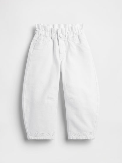 Beyaz Dantel Kenarlı Horseshoe Jean Pantolon