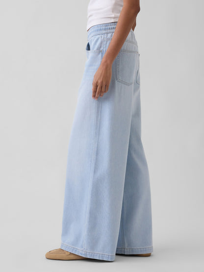 Açık Mavi Mid Rise Ultrasoft Easy Baggy Jean Pantolon
