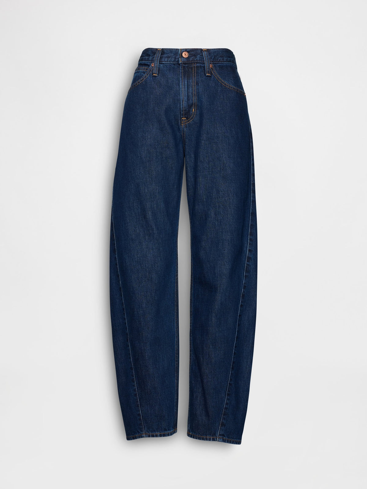 Koyu Mavi High Rise Barrel Jean Pantolon