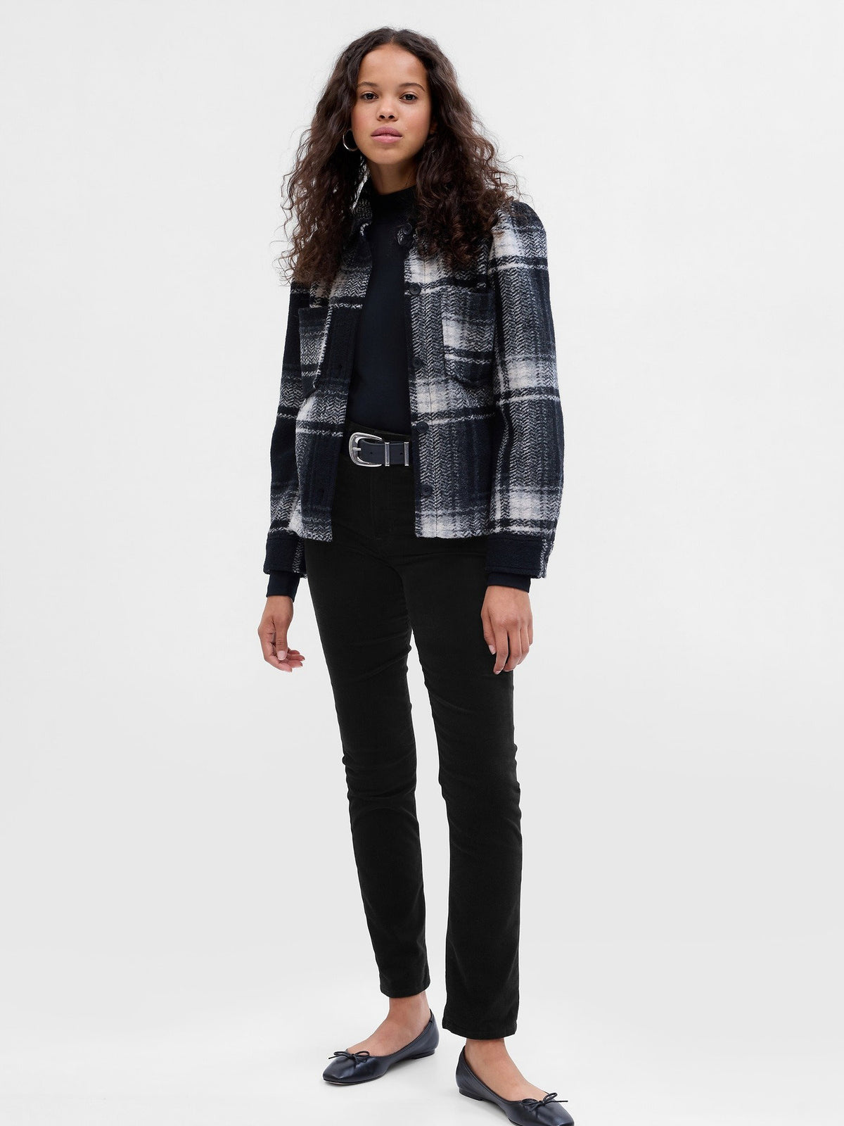 Siyah High Rise Kadife Vintage Slim Jean Pantolon