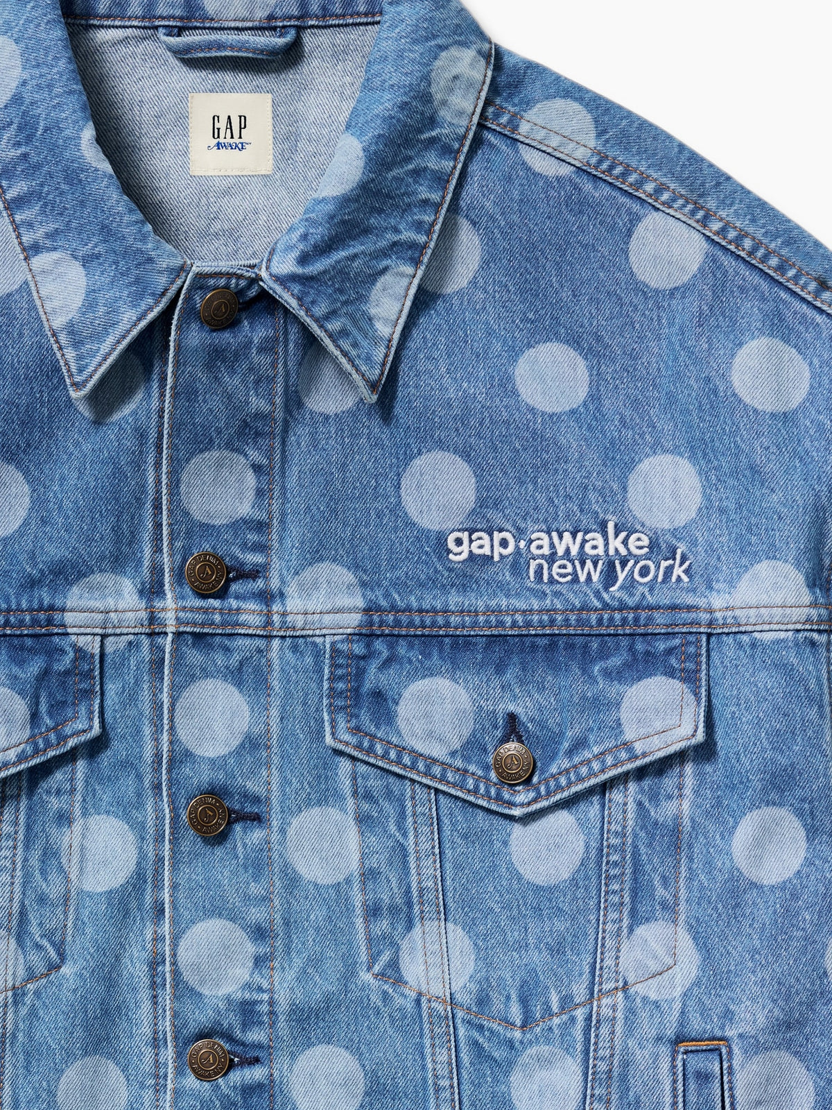 Açık Mavi Gap × Awake Ny Oversized Dotted Icon Denim Ceket