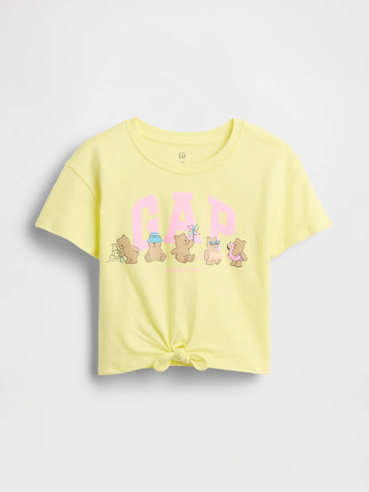 Sarı Knot-tie Grafik Baskılı T-shirt