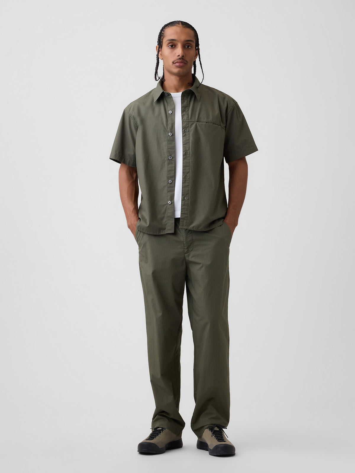 Haki Poplin '90s Loose Pantolon