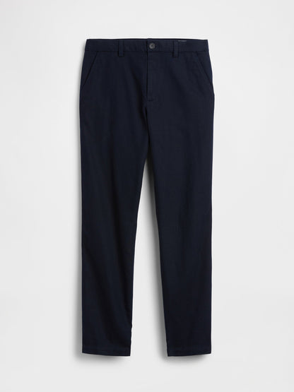 Lacivert Keten Pamuk Karışımlı Relaxed Straight Pantolon