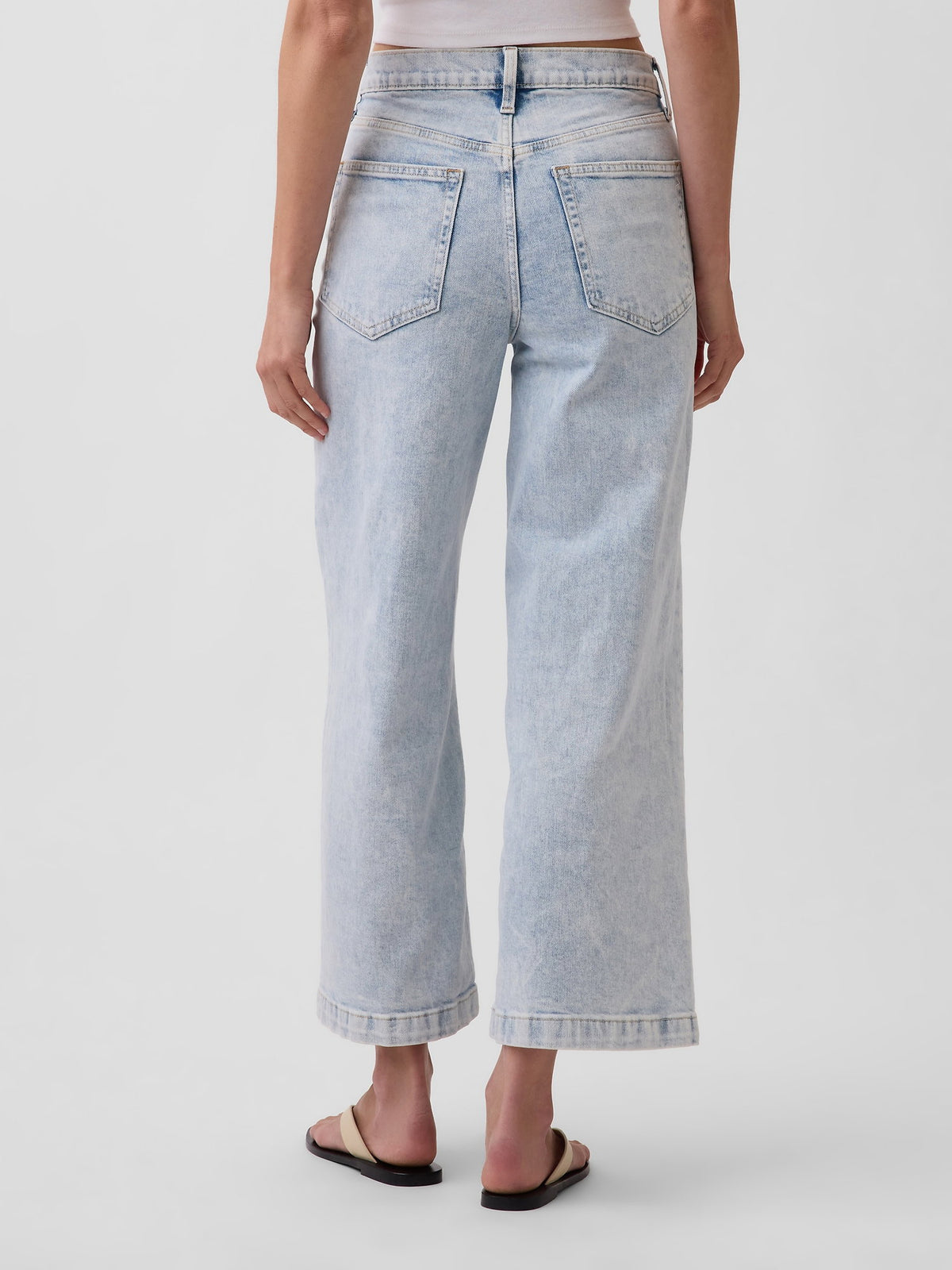 Açık Mavi High Rise Stride Wide-leg Ankle Jean Pantolon