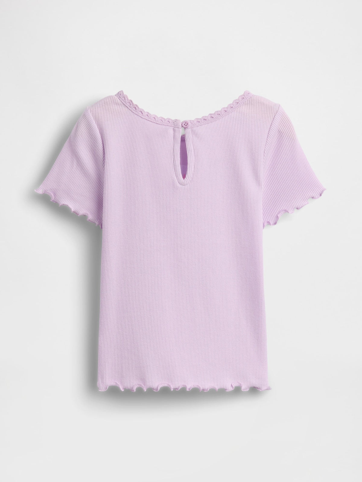 Lila Dondurma Işlemeli Fitilli T-shirt
