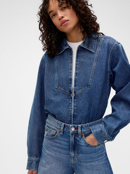 Mavi Gap × Victoria Beckham Denim Fermuarlı Gömlek