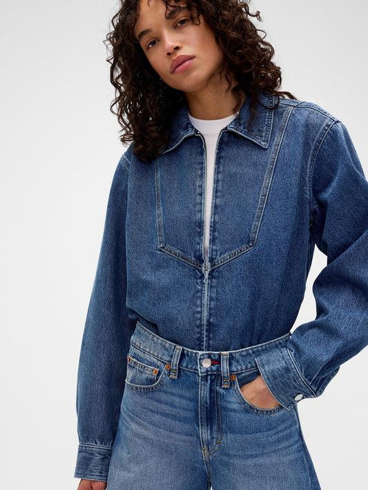 Mavi Gap × Victoria Beckham Denim Fermuarlı Gömlek