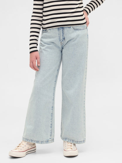 Açık Mavi High Rise Stride Wide-leg Ankle Jean Pantolon