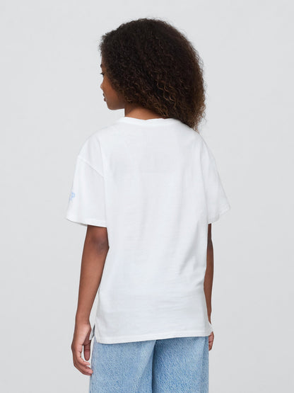 Beyaz Grafik Baskılı Tunik T-shirt