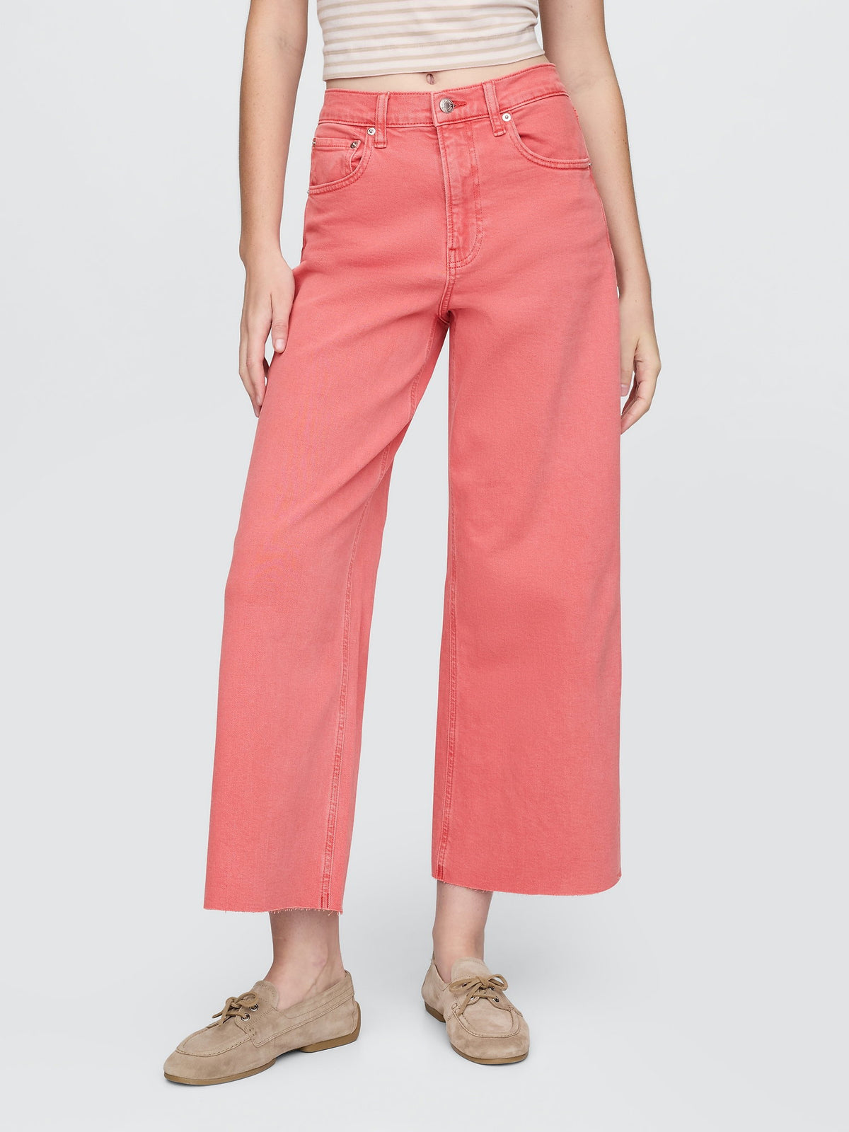 Pembe High Rise Stride Wide-leg Ankle Jean Pantolon