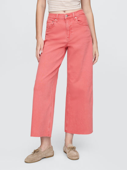 Pembe High Rise Stride Wide-leg Ankle Jean Pantolon
