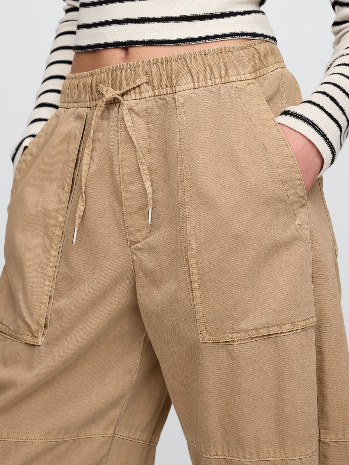 Kahverengi Mid Rise Easy Utility Barrel Pantolon