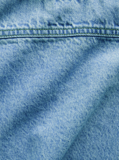 Açık Mavi Denim Shell Kolsuz Bluz