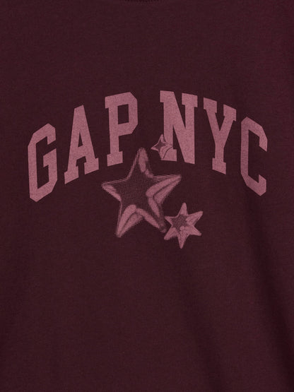 Bordo Logo Grafik Baskılı T-shirt