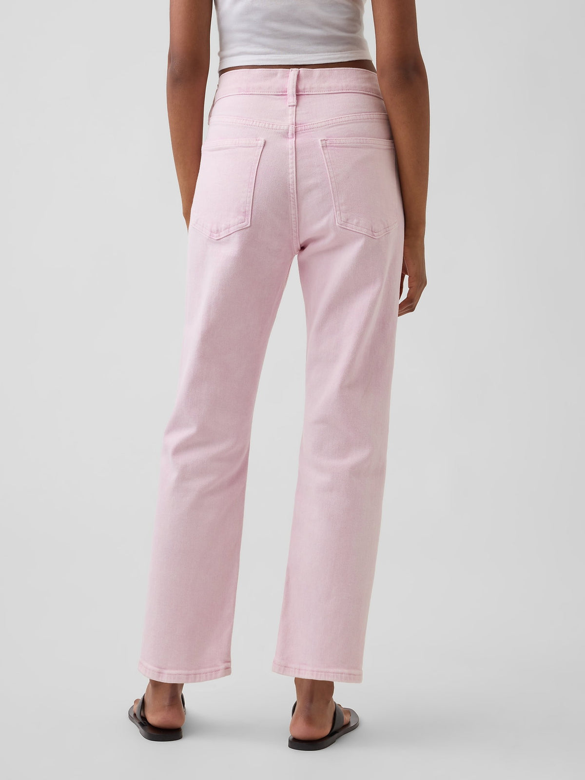 Açık Pembe High Rise '90s Slim Straight Crop Jean Pantolon