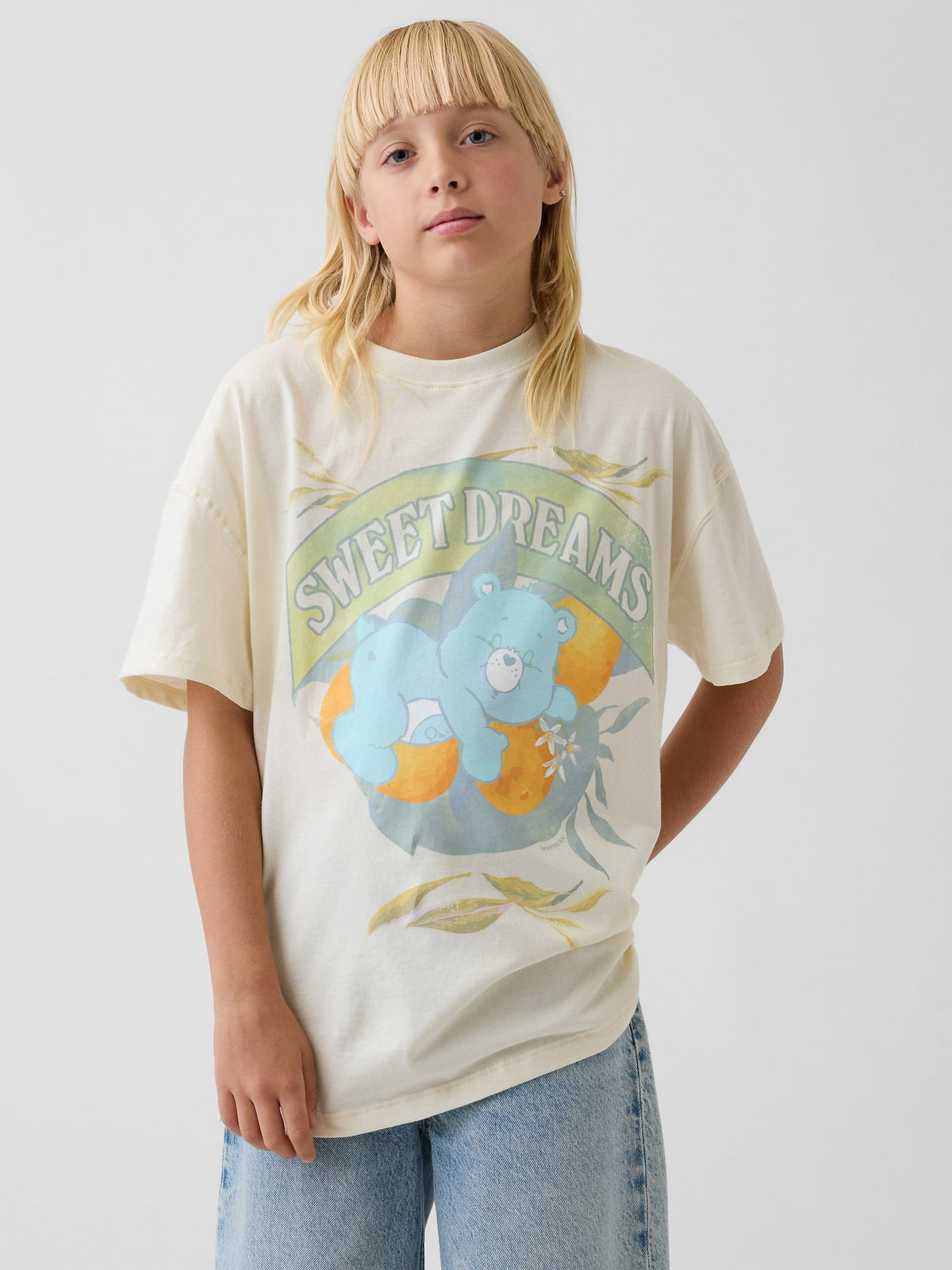 Kırık Beyaz Care Bears Grafik Baskılı Tunik T-shirt