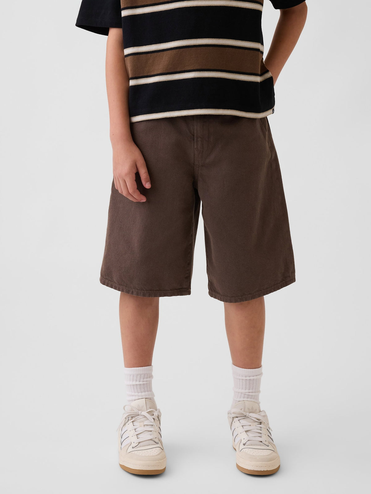 Kahverengi Kids Baggy Denim Şortlar