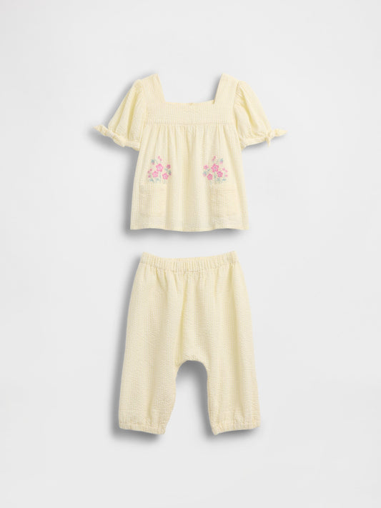 Sarı Seersucker Outfit Set