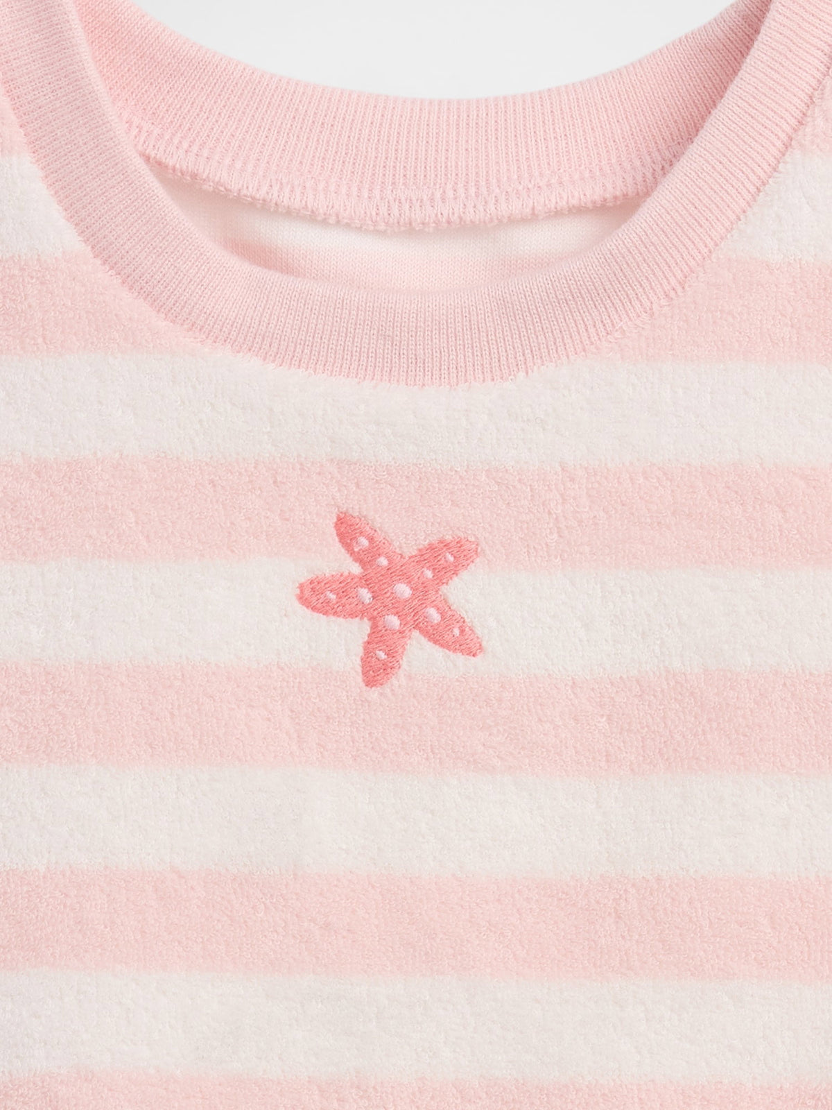Pembe Bebek Havlu Terry Çizgili Outfit Set