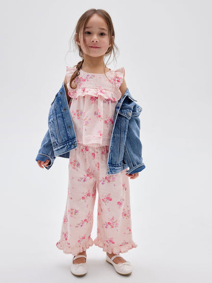 Pembe Keten Karışımı Pull-on Pantolon