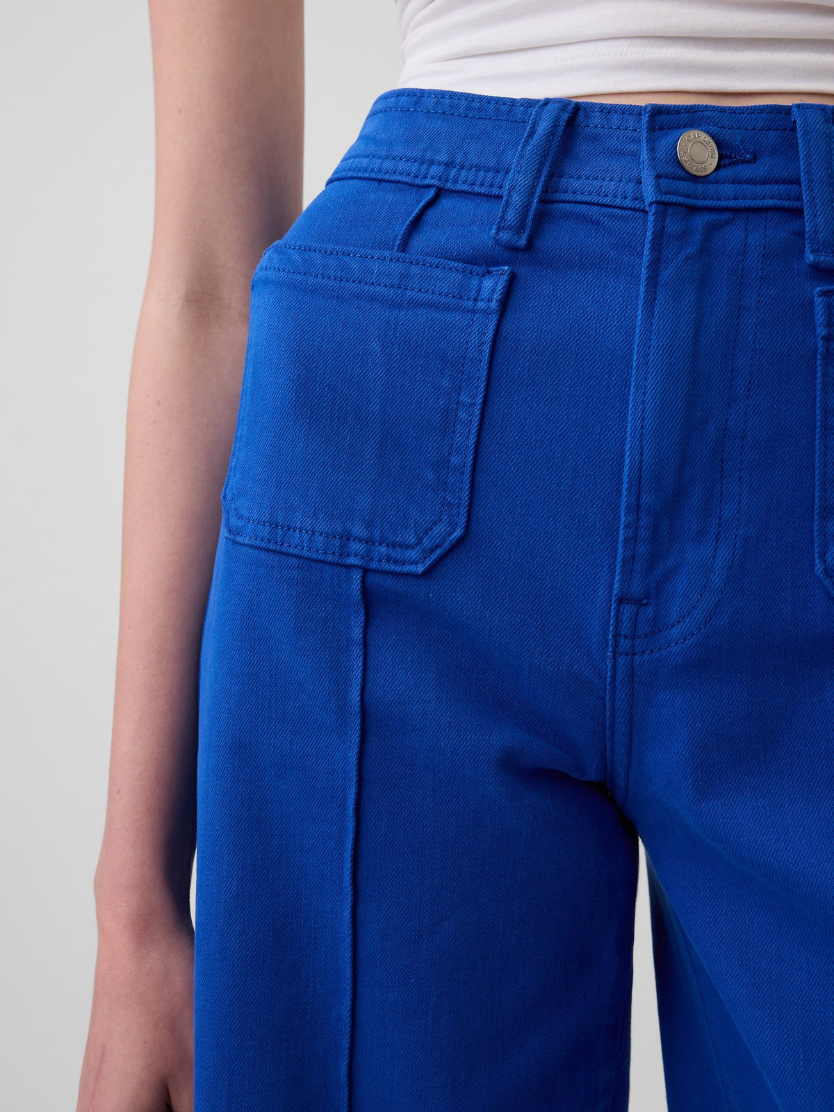 Kobalt Mavisi High Rise Stride Wide-leg Ankle Jean Pantolon