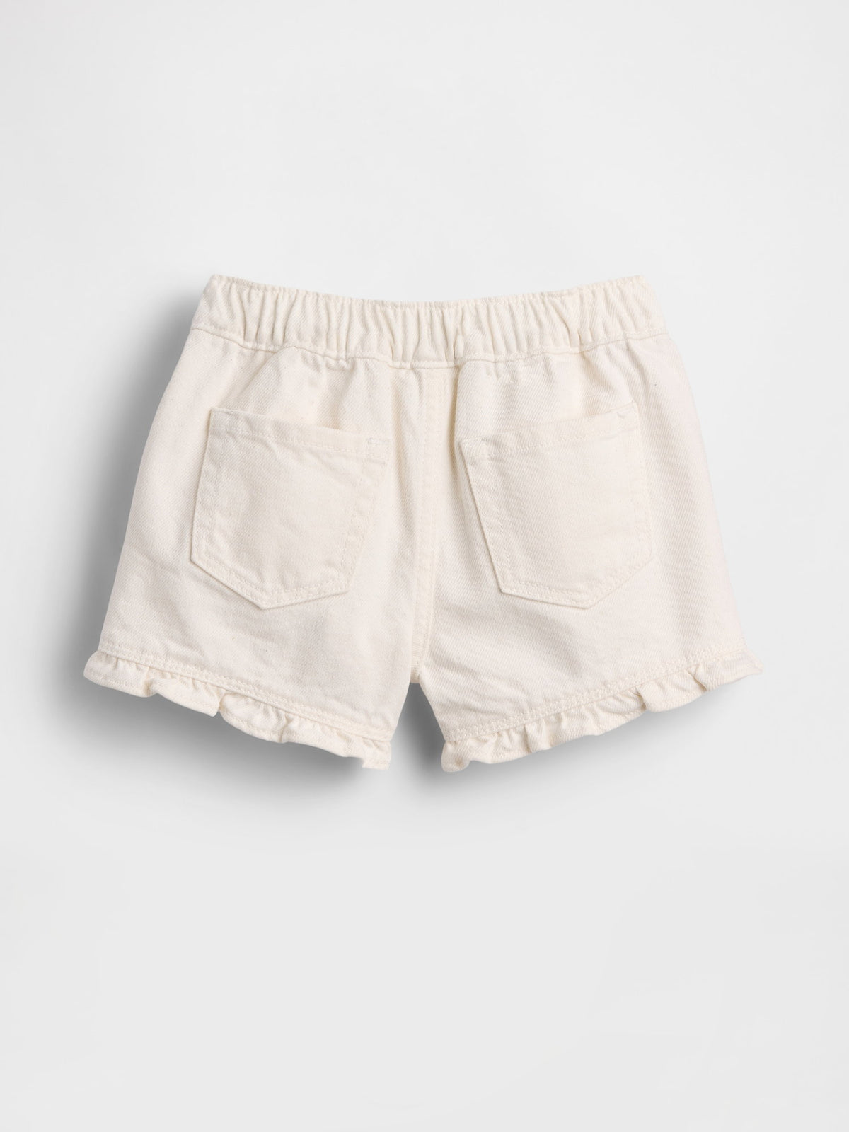 Beyaz Denim Stride Pull-on Fırfır Şort