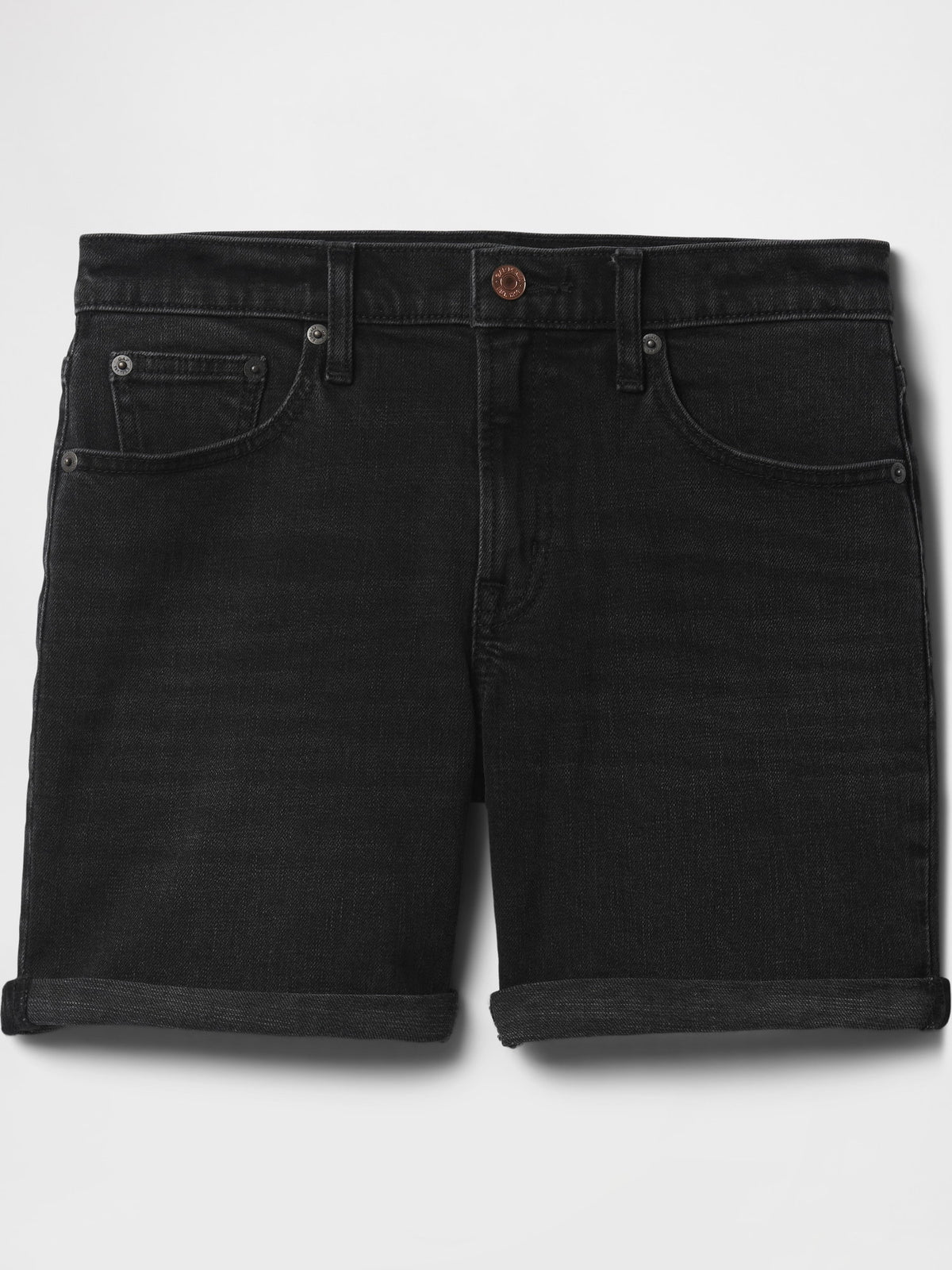 Siyah 5 Mid Rise Denim Girlfriend Şort