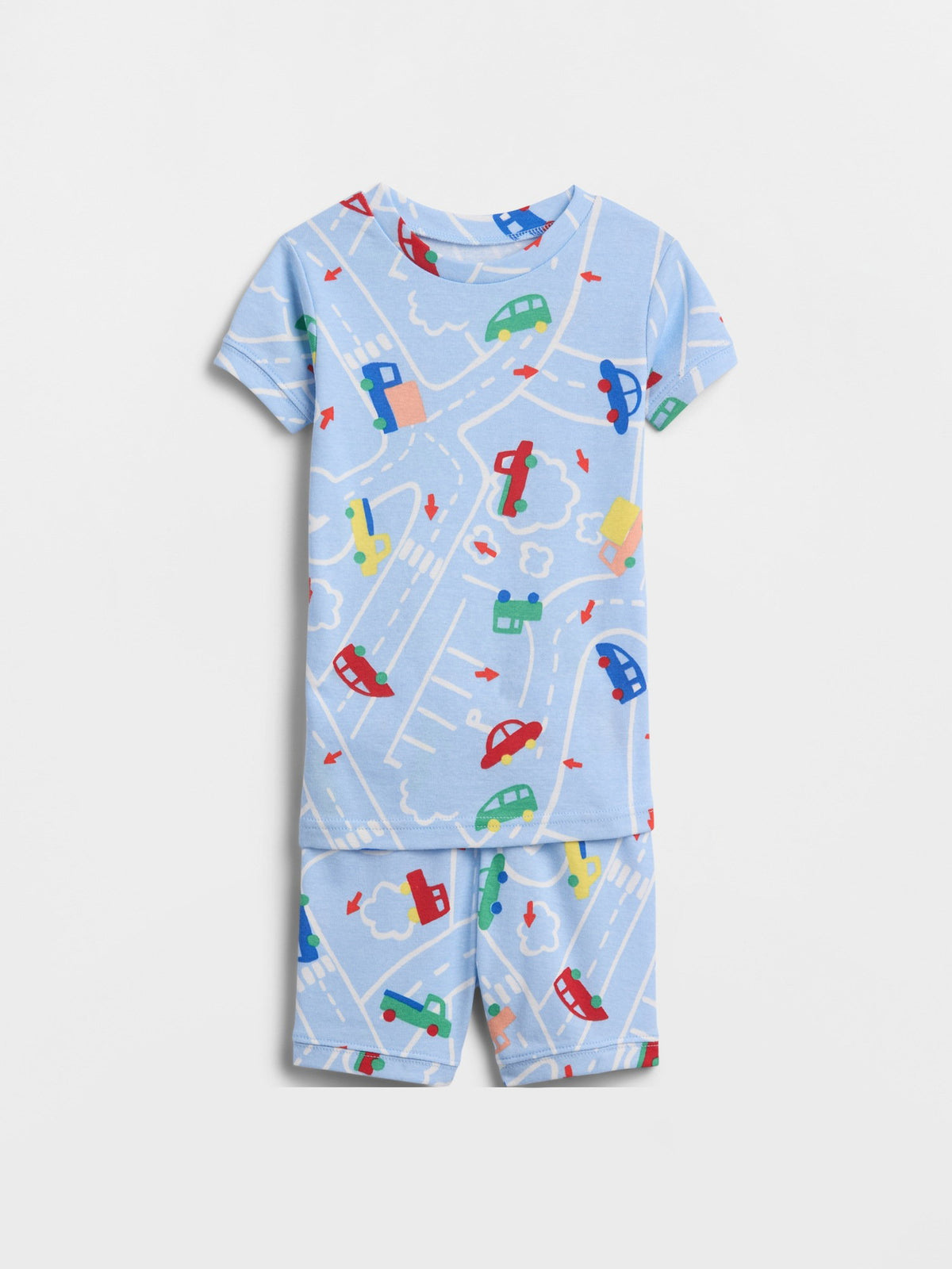 Açık Mavi %100 Organik Pamuk Roadway Pijama Takımı