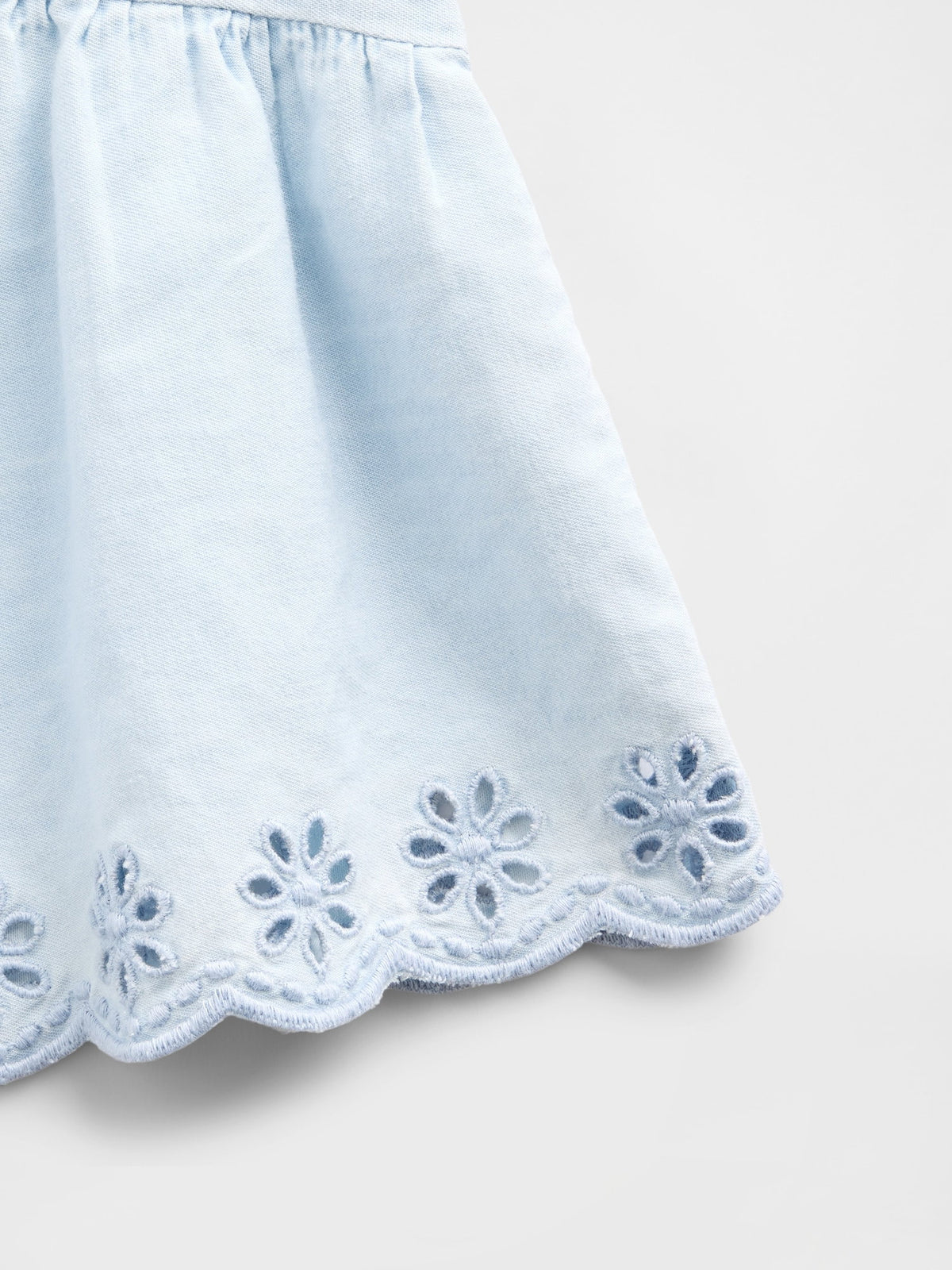 Açık Mavi Bebek & Küçük Çocuk Eyelet Denim Outfit Set